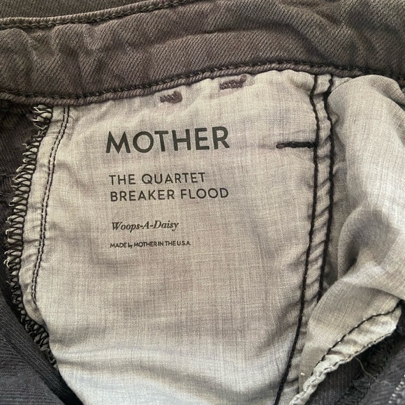 Mother Quartet Breaker Flood Denim Pants Sz 28 Wide Leg Cropped Faded Black - Picture 6 of 10